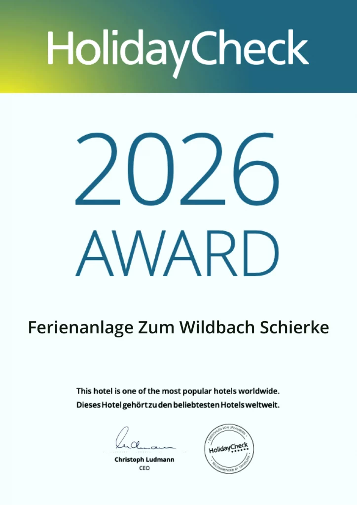 HolidayCheck Award 2026 für Ferienanlage Schierke